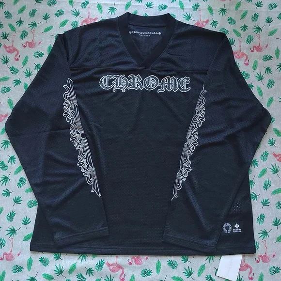 トップス CHROME HEARTS MESH WARM UP JERSEY sizeS Sports Mesh Short Sleeve Warm Up Jersey “Black”